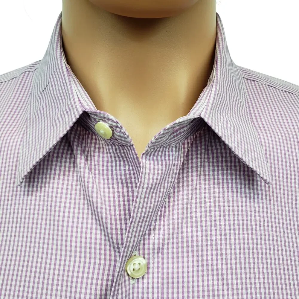 J. Crew Haberdashery Shirt 80's 2-ply Men L 16 - 16.5 Pink White Gingham Check